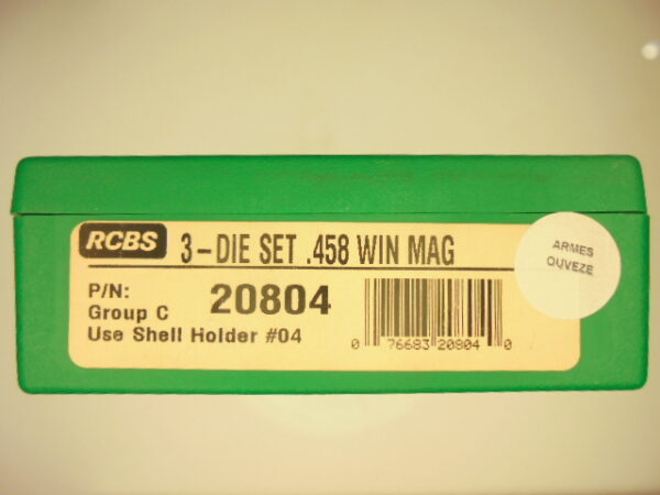 JEUX OUTILS ACIER RCBS CALIBRE 458 WINCHESTER MAG.