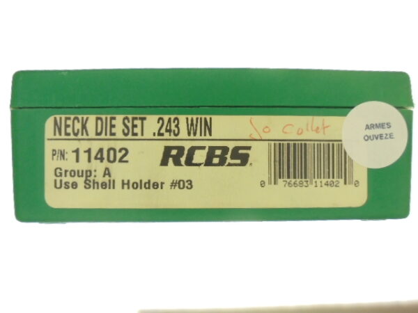 JEUX OUTILS ACIER RCBS CALIBRE 243 WINCHESTER