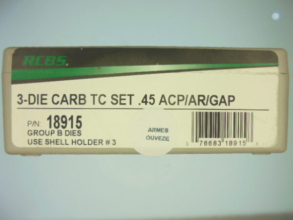 JEUX OUTILS CARBURE RCBS CALIBRE 45ACP