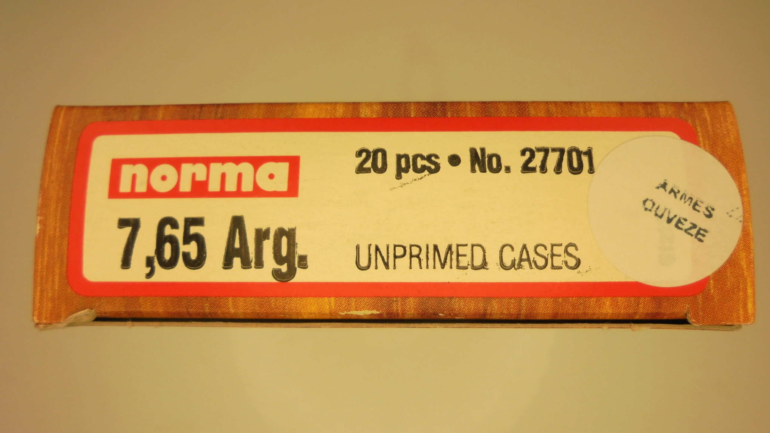 DOUILLES NORMA CALIBRE 7.65X53 ARGENTIN (X 20)