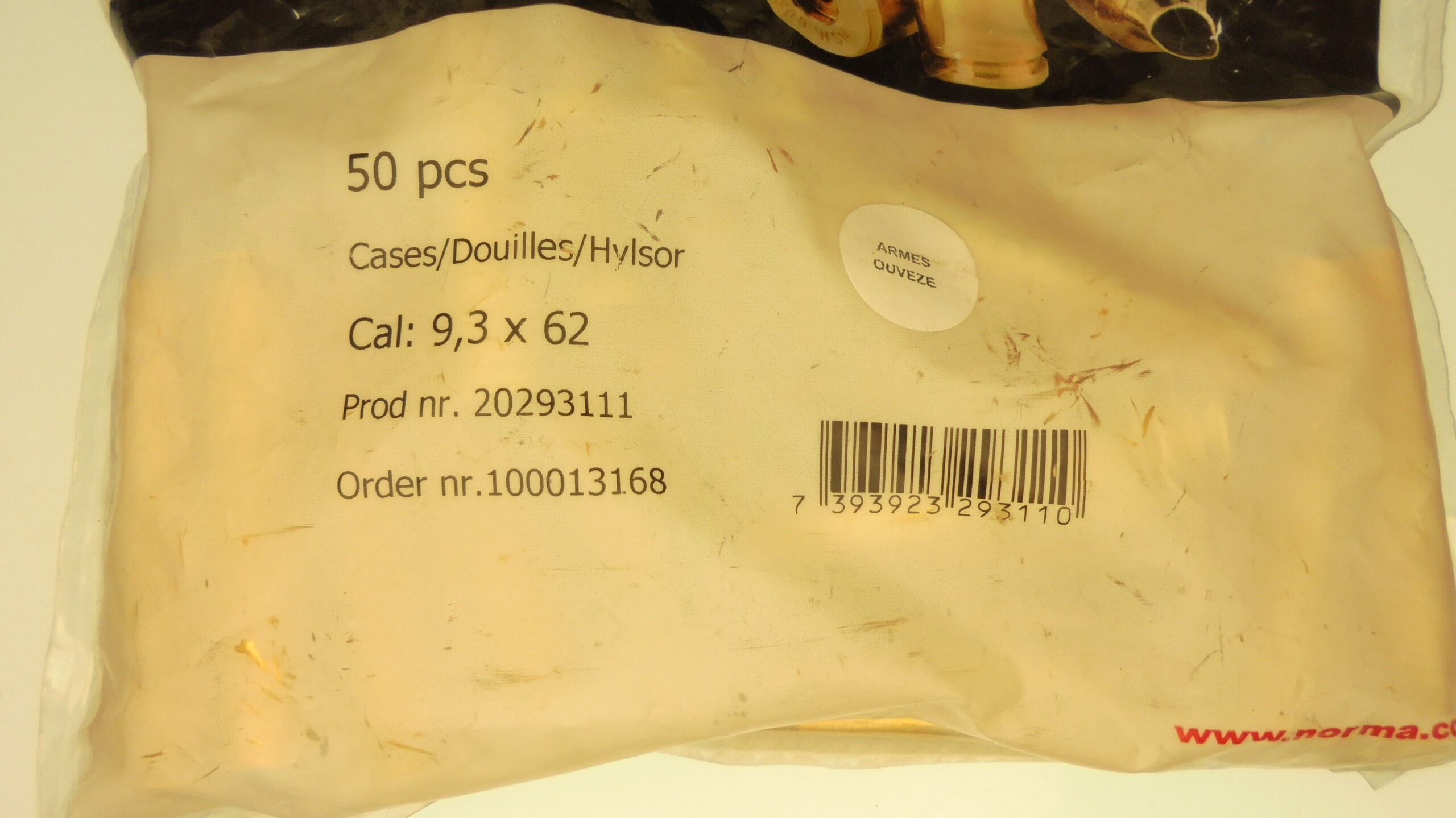 DOUILLES NORMA CALIBRE 9.3X62 (X 50)