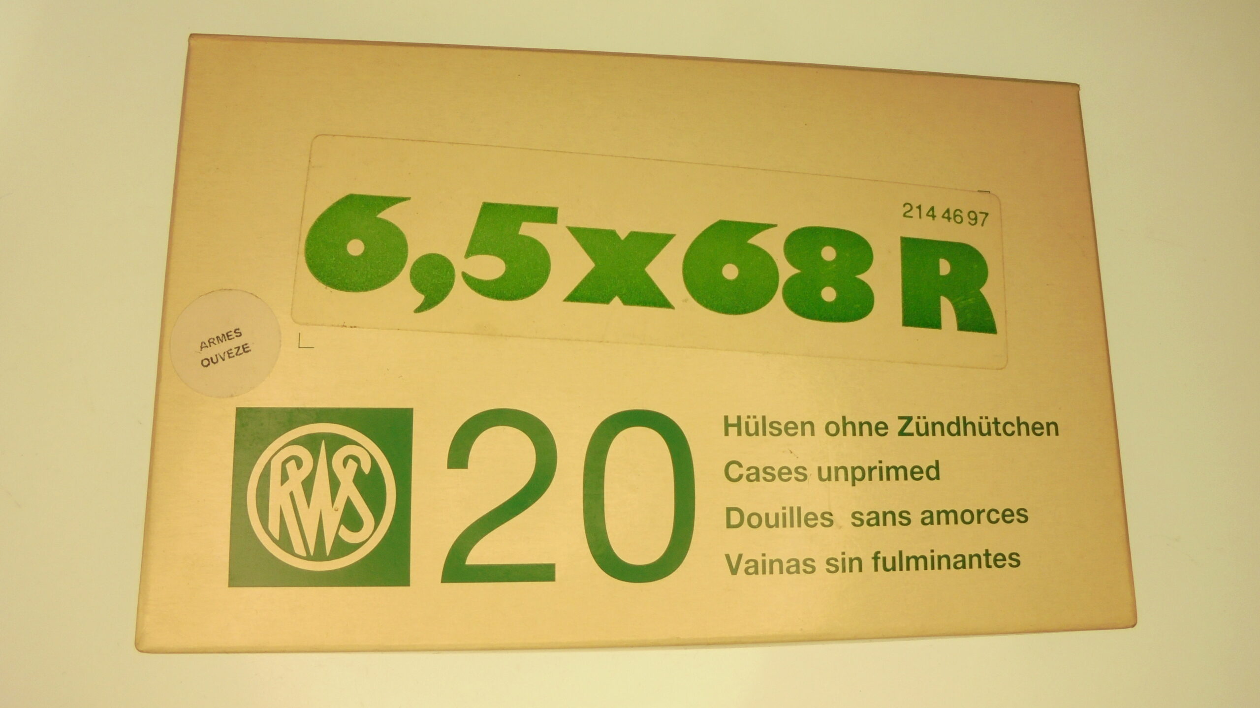 DOUILLES RWS CALIBRE 6.5X68R (X 20)