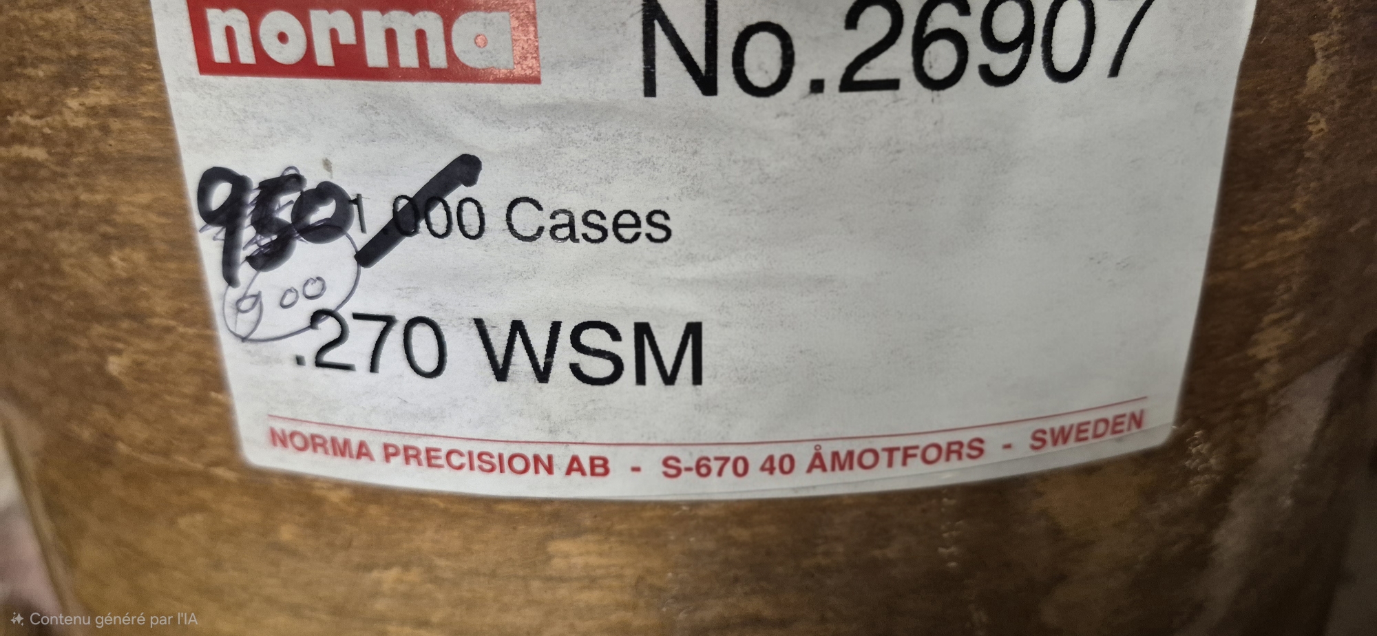 DOUILLES NORMA CALIBRE 270WSM (X 100) – Image 2